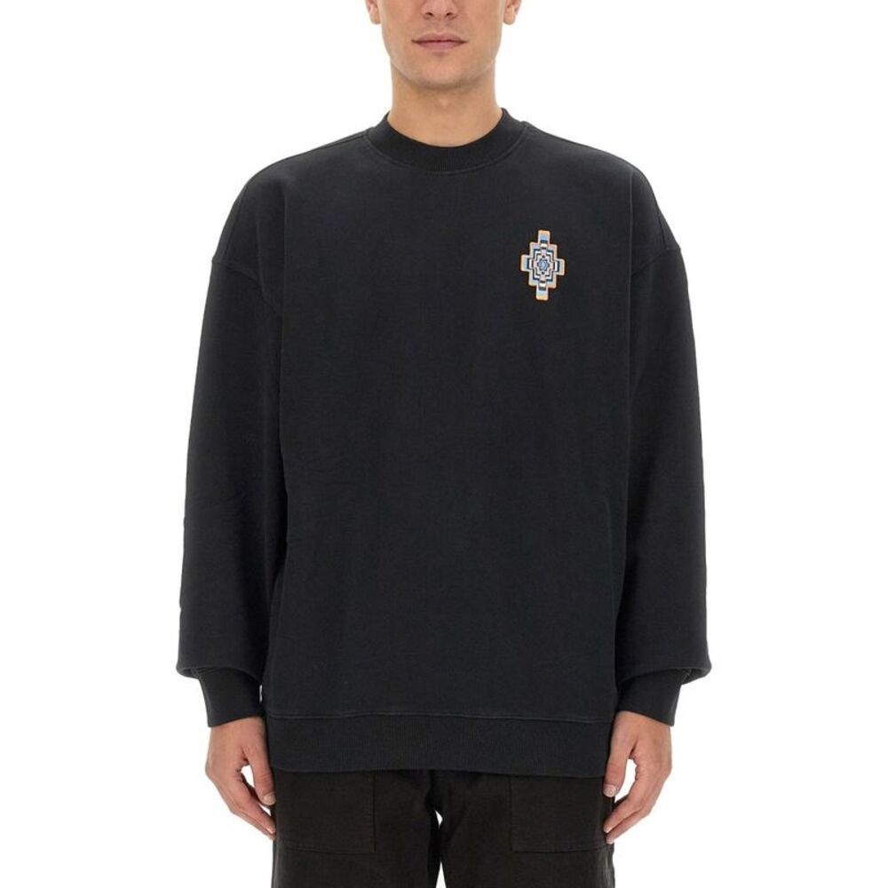 MARCELO BURLON Men's Crew Neck Sweatshirt with Geometric Logo Men BLACK Sweaters